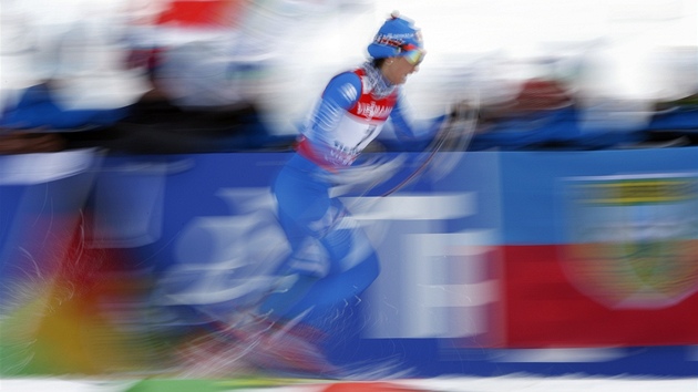 Na momentce z kvalifikace sprintu na mistrovstv svta ve Val di Fiemme italsk bkyn na lych Gaia Vuerichov.  