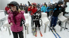 Lyžaři v největším šumavském areálu Špičák na Železnorudsku Lyžaři v největším šumavském areálu Špičák na Železnorudsku