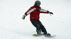 Snowboardistka v areálu Ski Sviňorky. Snowboardistka v areálu Ski Sviňorky.