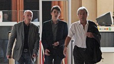 Alain Delon a jeho syn Alain-Fabien u soudu kvli porunictví (5. záí 2010)