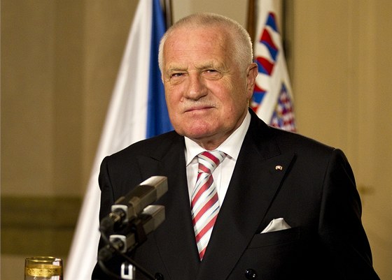 Václav Klaus pi posledním projevu na Hrad.