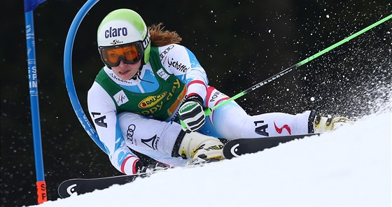 Rakuanka Anna Fenningerová pi obím slalomu v nmeckém Ofterschwangu.
