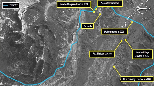 Satelitn fotografie severokorejskho koncentrku v dol choma-Pong 