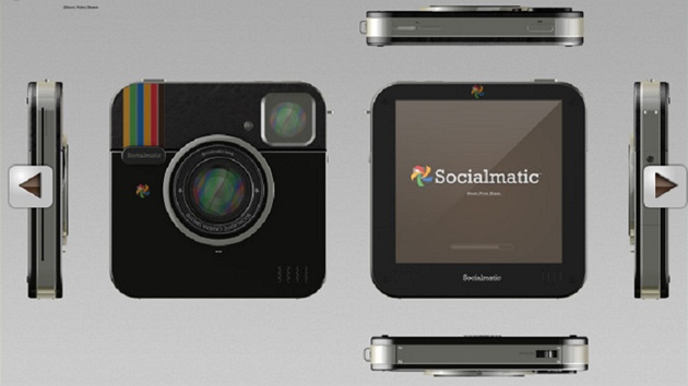 Pohled ze vech stran na fotoapart Polaroid Socialmatic Camera jak si ho pedstavuje italsk studio ADR