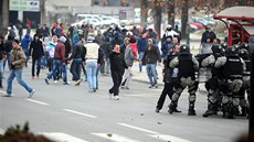 Násilné protesty ve Skopji.