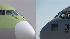 ínský transportní letoun Y-20 a americký stroj C-17 Globemaster