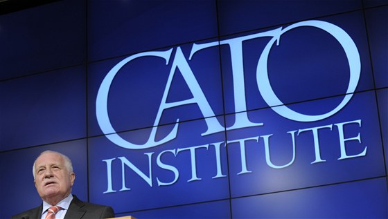 eský exprezident Václav Klaus bhem svého projevu v americkém Institutu Cato