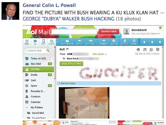 Napadený facebookový úet generála ve výslub Colina Powella. 
