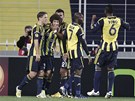 Fotbalisté Fenerbahce Istanbul se radují ze vsteleného gólu.