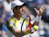 FORHEND. Andy Murray trefuje mek v zpase s ruskm tenistou Jevgenijem