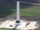 Grasshopper ve zkuebnm stedisku firmy SpaceX v McGregoru v Texasu