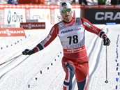 Petter Northug v cli zvodu na 15 kilometr klasickou technikou v Lahti. 