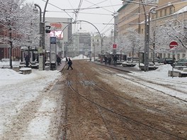 Zasnené centrum Liberce v úterý 19. bezna 2013