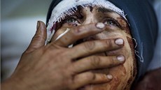 Syrská ena z provincie Idlíb poté, co se dozvdla, e její manel a dti
