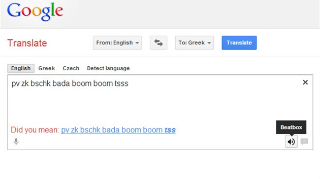 Peklada Google se pepne do reimu Beatbox, pokud zanete pst evidentn nesmysly.
