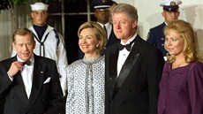 Václav Havel, Hillary Clintonová, Bill Clinton a Dagmar Havlová (Washington,...
