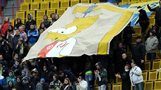 Tepličtí fanoušci během utkání se Slavií. Tepličtí fanoušci během utkání se Slavií.