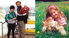 1990 Gabriela s rodii (vlevo) a v roce 1996 s panenkou.
