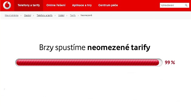 Vodafone na svých stránkách slibuje nové tarify.