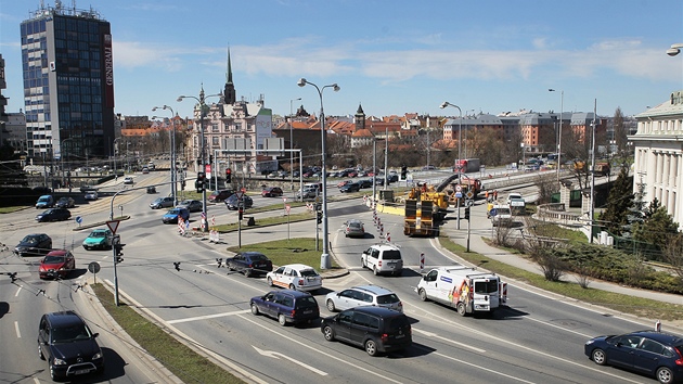 Oprava mostu U Jna v Plzni.