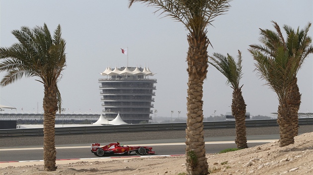 Felipe Massa z Ferrari bhem trninku na Velkou cenu Bahrajnu.