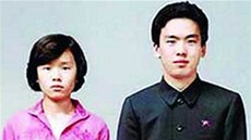 Teta mladého vdce KLDR Kim Kjong-hi a její manel ang Song-tchek na archivním...