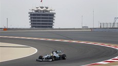 Nico Rosberg pi tréninku na Velkou cenu Bahrajnu