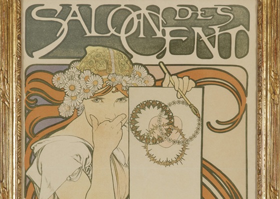 V nabídce je i Muchv plakát Salon des Cent s odhadovanou cenou 5 a 8 tisíc frank (100 a 170 tisíc korun).