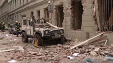Následky výbuchu v Praze v Divadelní ulici Následky výbuchu v Praze v Divadelní ulici