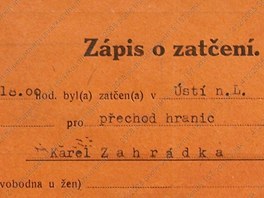 Zpis o zaten Karla Zahrdky