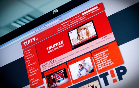 Internetové stránky nové televizní stanice Tip TV