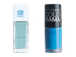 Modrá: She Stylezone, prodává DM, 59,90 korun, Maybelline Colorama, 59,90 korun