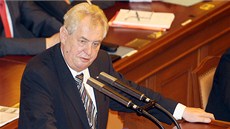 Milo Zeman pi své první návtv Snmovny po zvolení prezidentem. (7. kvtna