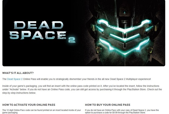 Online Pass pro hru Dead Space 2