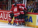 JEDINÁ RADOST. výcartí hokejisté se radují z jediného gólu ve finále MS proti