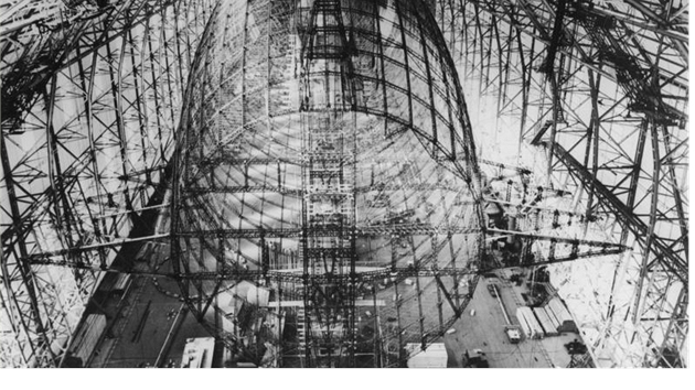 Hindenburg bhem stavby v tovrn Zeppelin Gmbh ve Friedrichshafenu