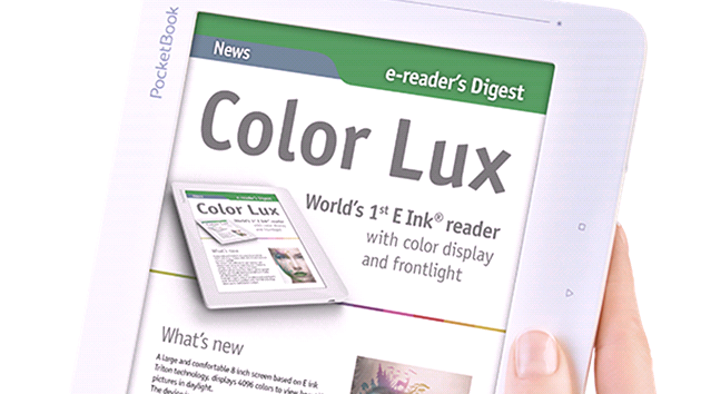 PocketBook Color Lux - prvn teka elektronickch knih s barevnm e-ink displejem a nasvcenm.