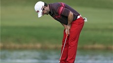 SOUSTEDNÍ. védský golfista David Lingmerth na turnaji Players Championship. 