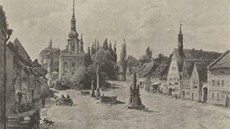 Námstí v Doupov  stav v roce 1896. 