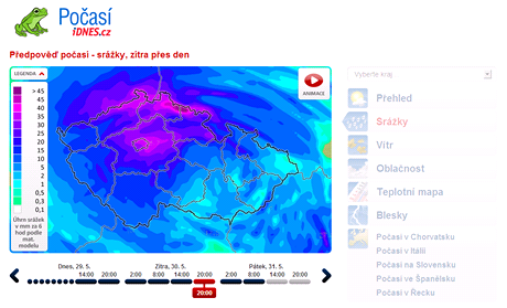 Mapa ukazuje, kolik a kde napr v esk republice. Na rozdl od radaru ukazuje