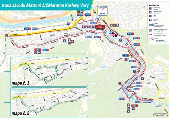 Trasa závodu Mattoni 1/2Maraton Karlovy Vary.