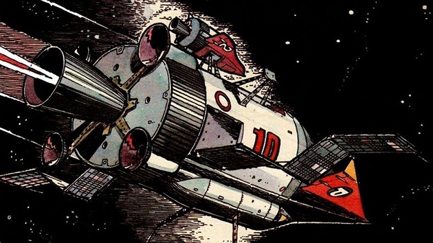 Ústřední motiv komiksu Vzpoura mozků, loď Prométheus