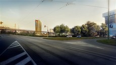 Vizualizace budoucí podoby nové výškové budovy, která má vyrůst v areálu nově Vizualizace budoucí podoby nové výškové budovy, která má vyrůst v areálu nově