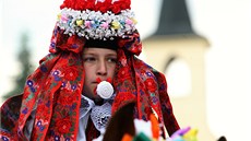 Snímek z loské Jízdy král ve Vlnov. Králem byl jedenáctiletý Ondej Darek Franta (uprosted), který jel na bílém valachovi jménem Nero.