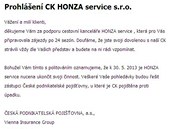 Cestovn kancel CK Honza service oznamuje klientm svj krach.