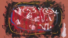 Jan Kíek, Figurativní kompozice, 1957, tempera, kva, barevný karton