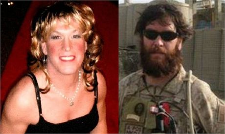 Vlevo Kristin Beck, nová identita Chrise Becka (vpravo na misi v Afghánistánu)