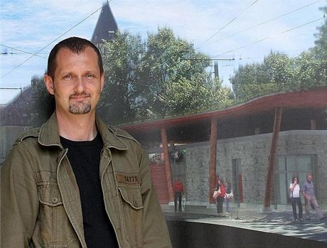 editel liberecké zoo David Nejedlo stojí ped plakátem, na kterém je vidt