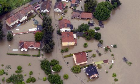 Staré Ouholice - Rozvodnná Vltava zaplavila 3. ervna ást obce Staré Ouholice