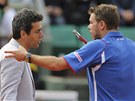 DISKUSE. Stanislas Wawrinka se zlob na rozhodho bhem osmifinle Roland